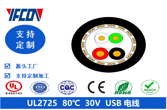 UL 2725  80℃  30V  USB 電線